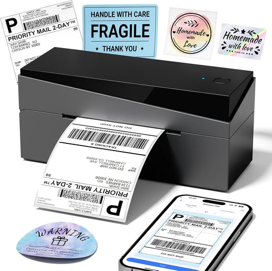 Bluetooth Shipping Label Printer 4x6, 249BT Thermal Label Printer 4x6 for Small Business, Shipping Packages, Office, Home, Compatible with Android iPhone iPad Windows macOS Chrome USPS Etsy