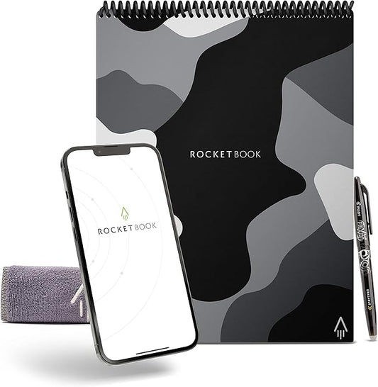 Rocketbook Smart Reusable Notebook, Flip Letter Size Spiral Notebook, Lunar Winter, (8.5" x 11")