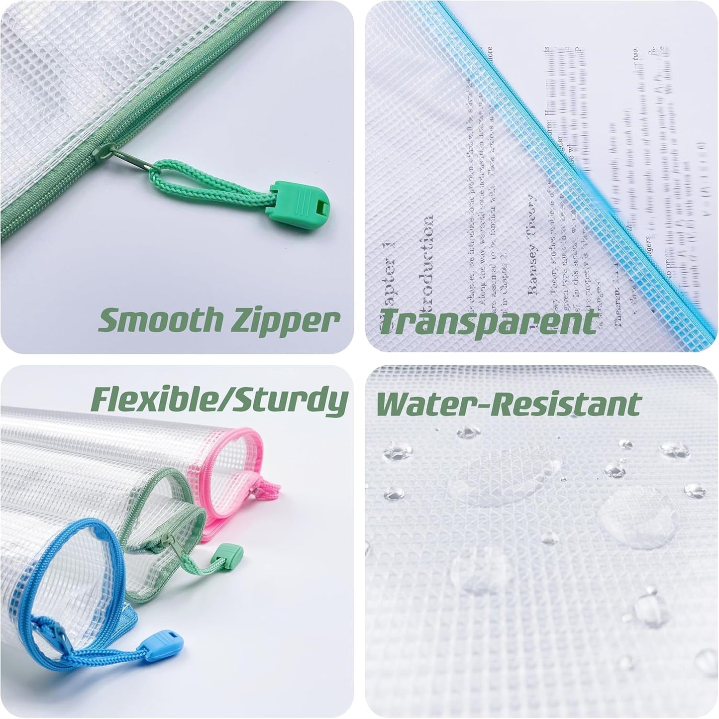 Oaimyy-18PCS-7 x 11" Mesh Zipper Pouch, Plastic Zip File Folders Puzzle Bags Large Reusable Zipper Pouches for Organizing Classroom Board Game Organization,Home Storage-(Multicolor)