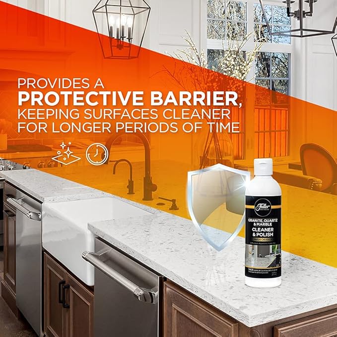 Fuller Brush Countertop Cleaner & Polish - Multi Surface Cleaner - Cleans, Polishes and Protects Granite Quartz Marble Glass Laminates Metal and Other Surfaces Refreshing Orange Scent Removes Odor (6 Pack)