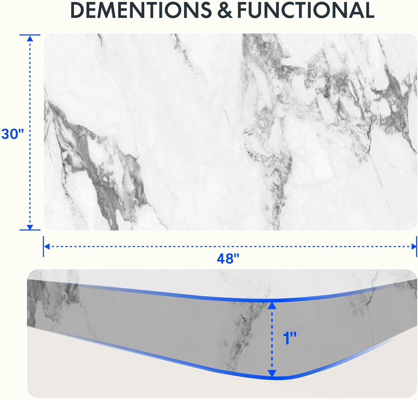 FLEXISPOT EN1 Whole-Piece Standing Desk 48 x 30 Inches Height Adjustable Electric Desk Sit Stand Desk Home Office Desks (Black Frame + Marble Gray Top, 2 Packages)