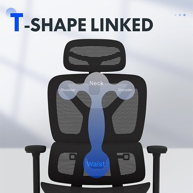 FLEXISPOT ErgoX Premium Ergonomic Office Chair with Footrest- Adjustable 3D Armrests, Dynamic Lumbar Support, Recline & Tilt Function, Mesh Seat, for Home & Office Use,Black