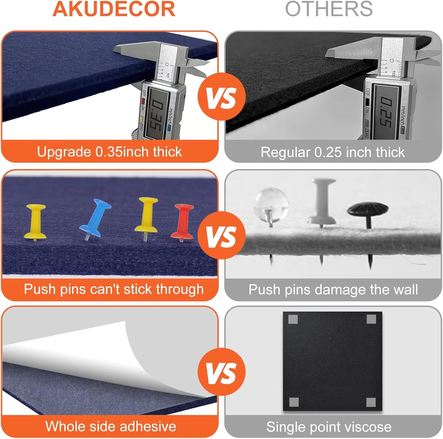 Cork Boards for Walls 48" x 36" Felt Board Alternative, 12 Pack Felt Wall Tiles Bulletin Board, Large Cork Board for Office Pin Board Tack Board Cork Boards