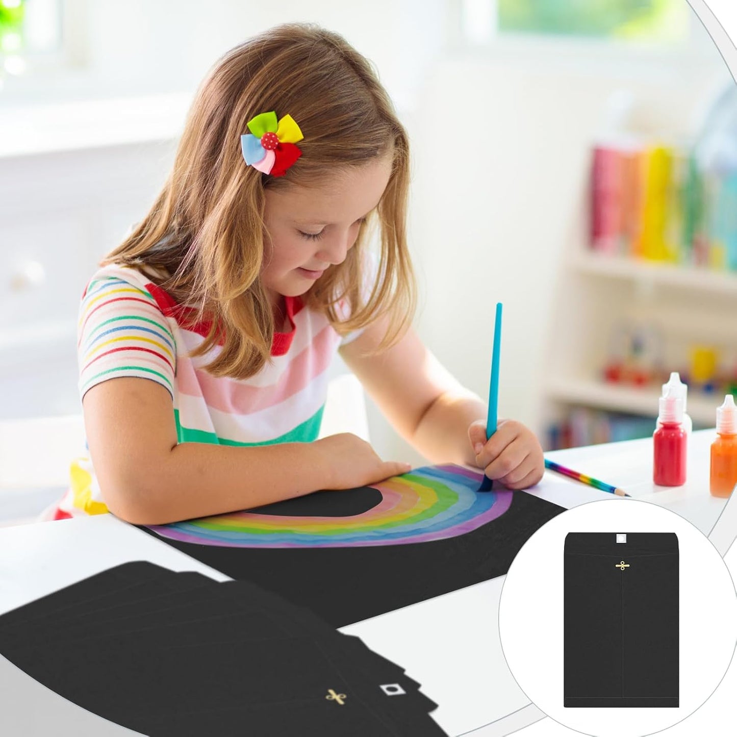 Geyee 50 Pcs 9 x 12 Inch Black Clasp Envelopes Letter Size Mailing Envelopes with Clasp Closure for Filing Storing Documents Office Home Business School