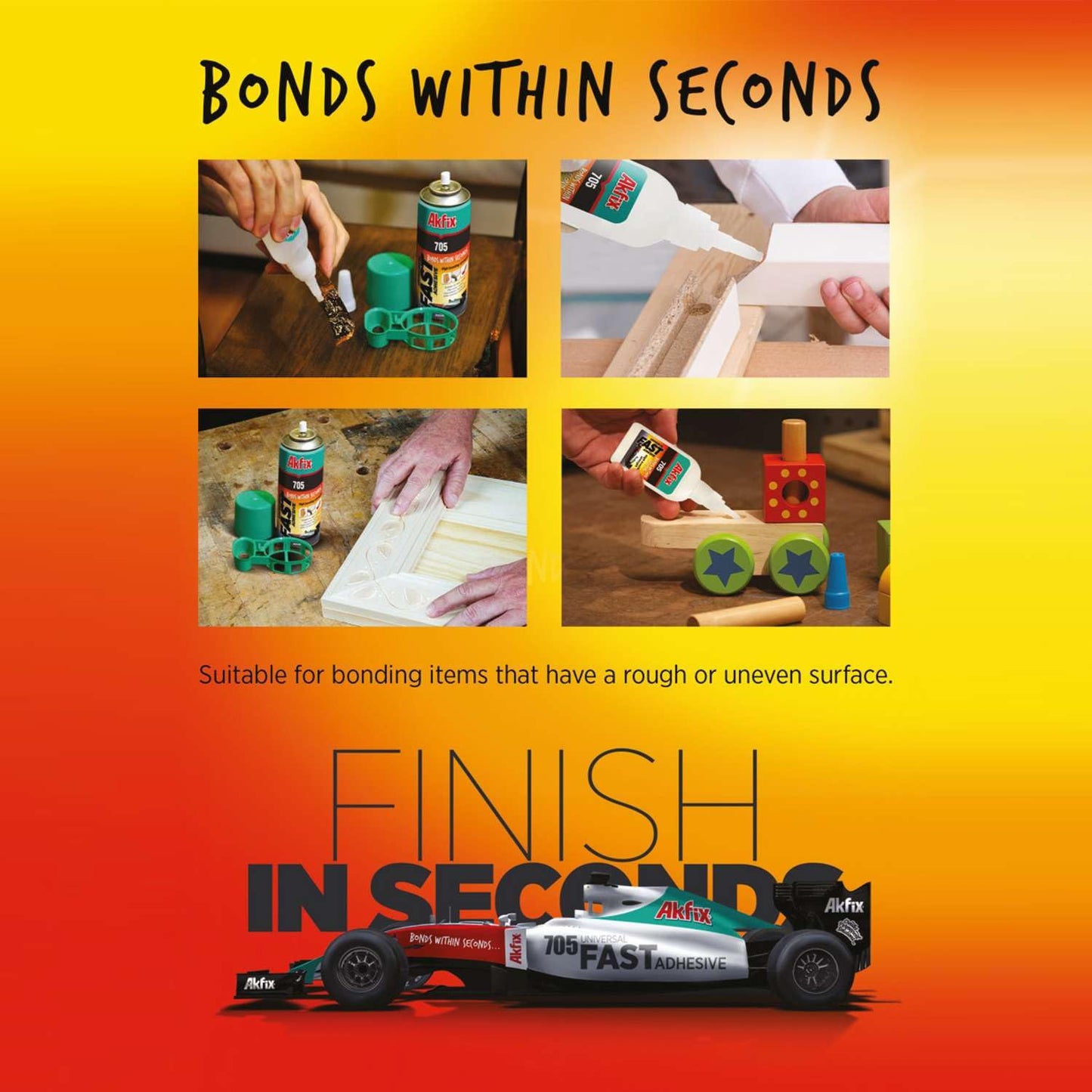 Akfix-GA060 705 Fast Adhesive CA Glue (1.76 oz.) with Activator (6.76 fl oz.) [Clear Super Glue Adhesive and Accelerator Spray] - 6 Pack