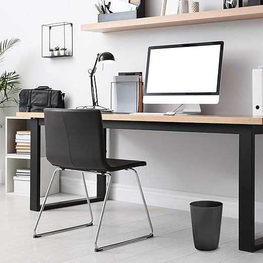 HOLDN’ STORAGE Small Trash Can - 1.58 Gallon Open Top Waste Bin, Compact Waste Can Perfect for Bathroom, Kitchen, Office, Dorm - Durable Garbage Can - Glossy Black