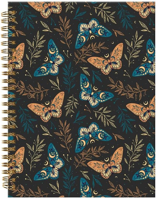 Spiral Journal Notebook,A5 Hardcover Lined Journals for Women Girl 6 x 8.3 in,120 Pages Thick Paper,Cute College Ruled Writing Notebook for Gifts Office Work School(Elegant Boho Butterfly Plant)