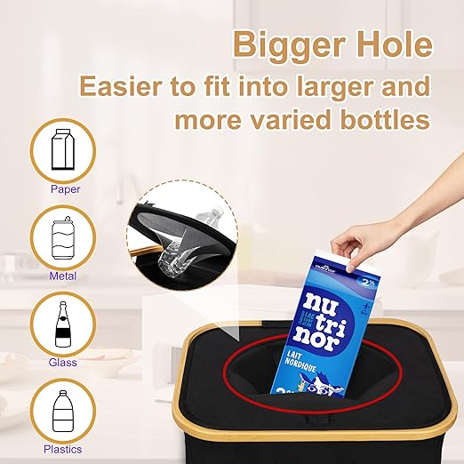 MinBoo Recycling Bin for Kitchen 29Gallon, 110L Recycle Bin with 2 Removeable and Reusable Inner Bag, Large Recycling bin with lid for Bottle Can Plastics Stickers (Black)