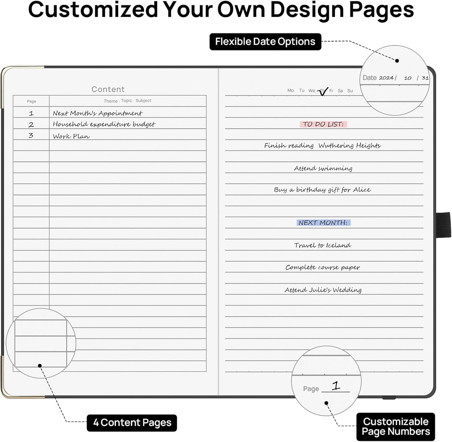 A5 Lined Journal Notebook - 100 GSM Thick Paper, Hardcover Journaling Notebook for Writing, Work, Travel, College Ruled Journal for Women Men, PU Leather Note Book, 5.5”x8.3”- Night Sky Blue