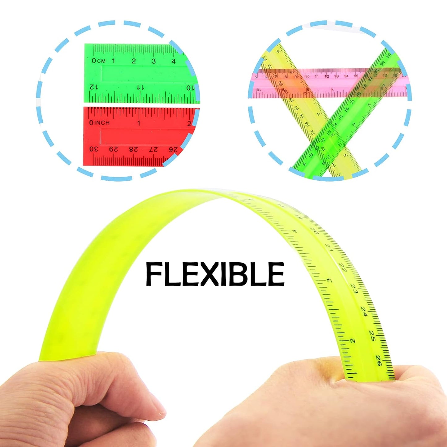 64 Pack Rulers Bulk for Classroom 12 inch, Plastic Clear Rulers for Office Back to School Supplies with Inches and Centimeters