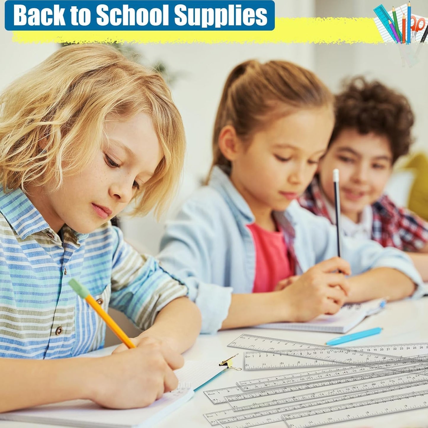 Rulers, 200 Pack 12 Inch Clear Rulers Bulk for Kids Classroom, Metric Ruler with Centimeters and Millimeters, Measuring Drawing Tools, Ideal Back to School Supplies