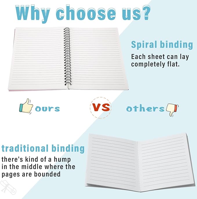 Fuutreo 24 Pcs Spiral Notebook for Work A5 8.3 x 5.7 Inch College Ruled Spiral Journal Notebook Kraft Cover, 12 Color, 60 Sheets, 120 Pages for Office School Supplies(Vintage Color)