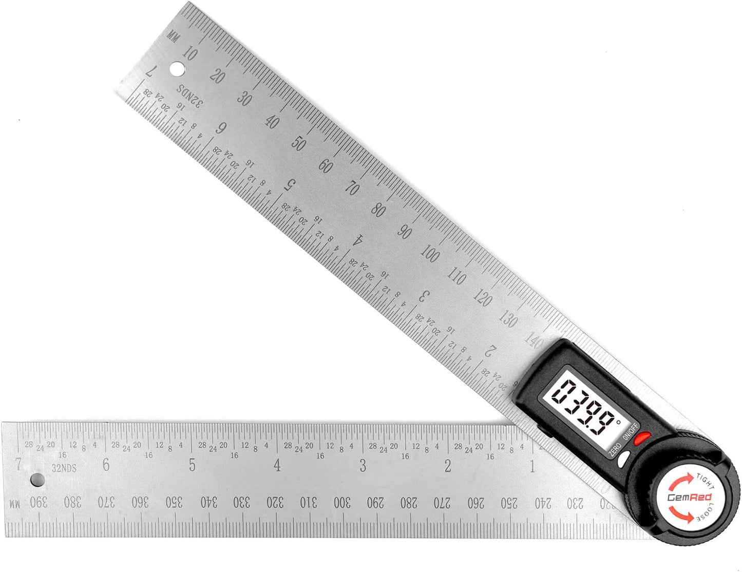 GemRed 82305 Digital Angle Finder Protractor-Stainless steel (white&red button)