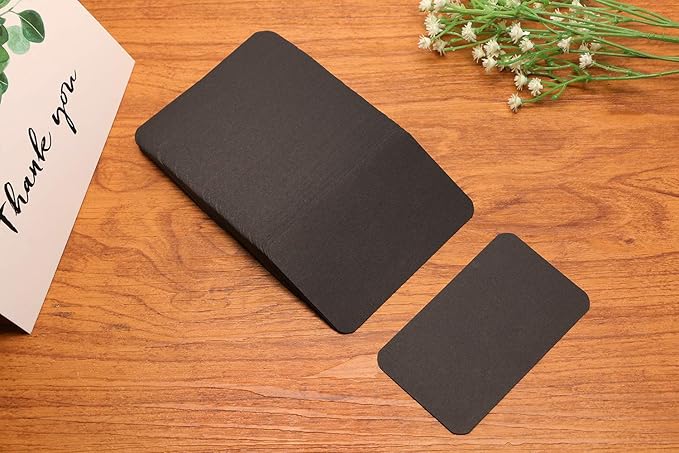 Penta Angel 100 Pcs Mini Paper Blank Gift Notes Cards DIY Craft Small Word Business Message Cards (Black)