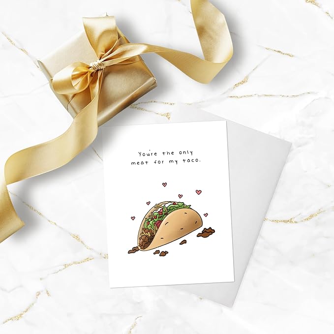 ALY LOU Naughty Anniversary Card, Mexican Anniversary for Boyfriend Husband, Funny Birthday for Him Her, Sarcastic Adult for Wife Girlfriend, Dirty Greeting Card (Meat For My Taco)