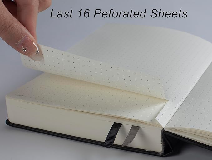 Thick Bullet Dotted Journal 2 Pack with 366 Numbered Pages, A5 Journal with 100GSM Dot Grid Paper, Hardcover Leather Notebooks for Women Men School Note Taking Office Work Diary, 5.7"x8.3" Black Pink