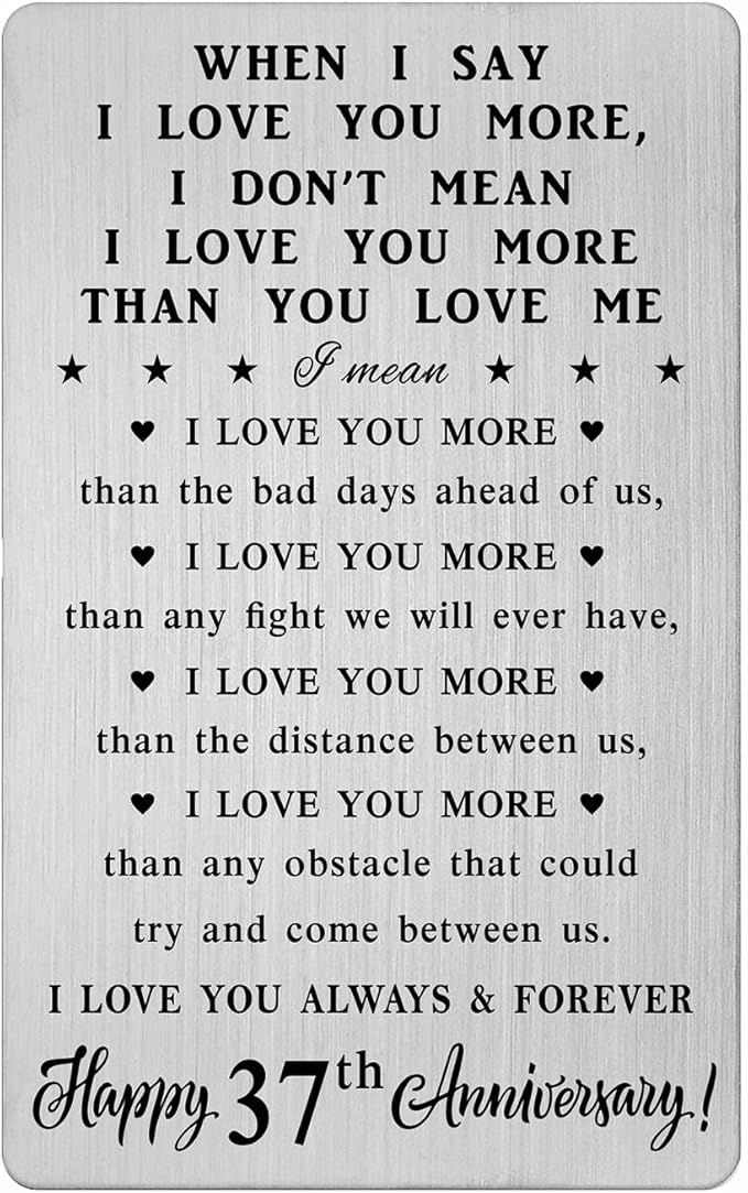CPLJW 37th Anniversary Wallet Card Gifts for Him, Happy 37 Anniversary Romantic Gifts for Her