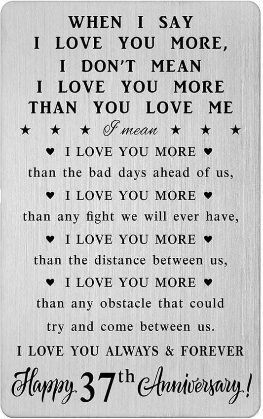 CPLJW 37th Anniversary Wallet Card Gifts for Him, Happy 37 Anniversary Romantic Gifts for Her