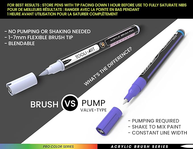 22 Flexible Brush Tip Acrylic Paint Pens Markers Set 1-7mm Line for Rock Painting, Brush Lettering, Glass, Mugs, Wood, Metal, Canvas, Fabric, Plastic. Non Toxic Waterbased Quick Drying Assorted Green