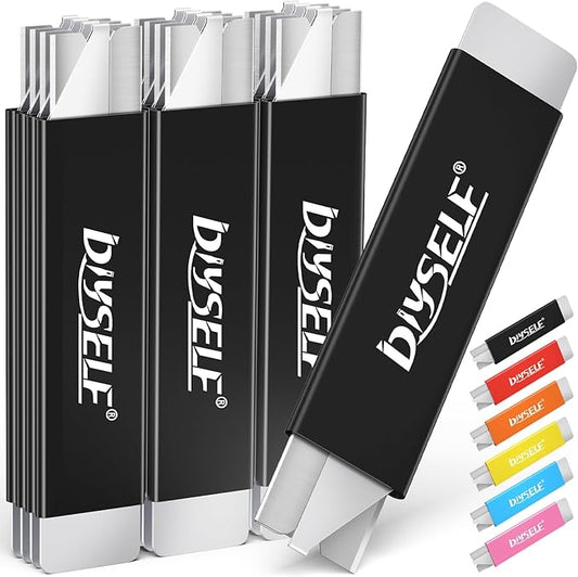 DIYSELF Box Cutters, 12 Pack Utility Knife All Metal Construction, Box Cutter Retractable, Mini Box Cutter, Box Cutters Knife with Single Edge Razor Blade, Boxes Cutters for Office, Home (Black)