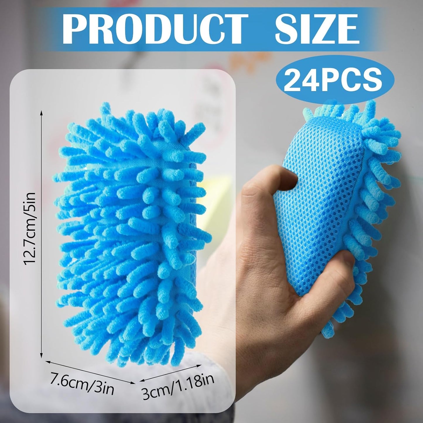 Sherr 24 Pcs Magnetic Whiteboard Eraser School Erase Erasers Microfiber Washable White Board Eraser for Chalk Classroom Home Office(Blue)