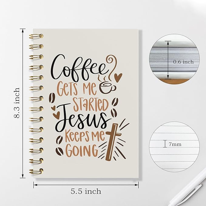 Coffee and Jesus Notebook - Coffee Christian Journal, Coffee Jesus Spiral Notebook, Coffee Christian Jesus Decor, Jesus Gifts for Women, Gifts for Coffee Lovers, Christian Gifts, 5.5x8.3 Inches