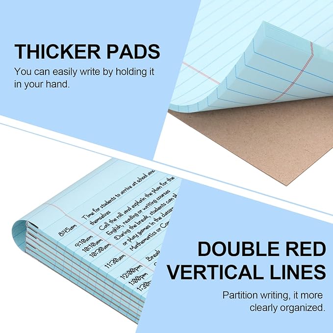 Utron 6 PCS Small Legal Pads 5x8 Blue, Narrow Ruled Small Note Pads 5x8, Micro Perforated Writing Pad, College Ruled Legal Notepads 5x8 for Study, Office, To-Do Lists(30 Sheets/Small Notepad)