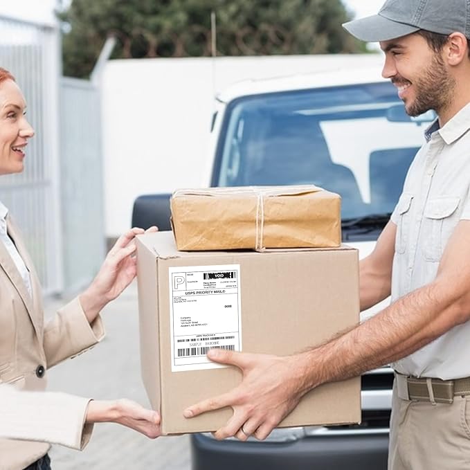 MFLABEL Fanfold 4" x 6" Direct Thermal Labels White Perforated Shipping Label,24 Stacks,Total 24000 Labels