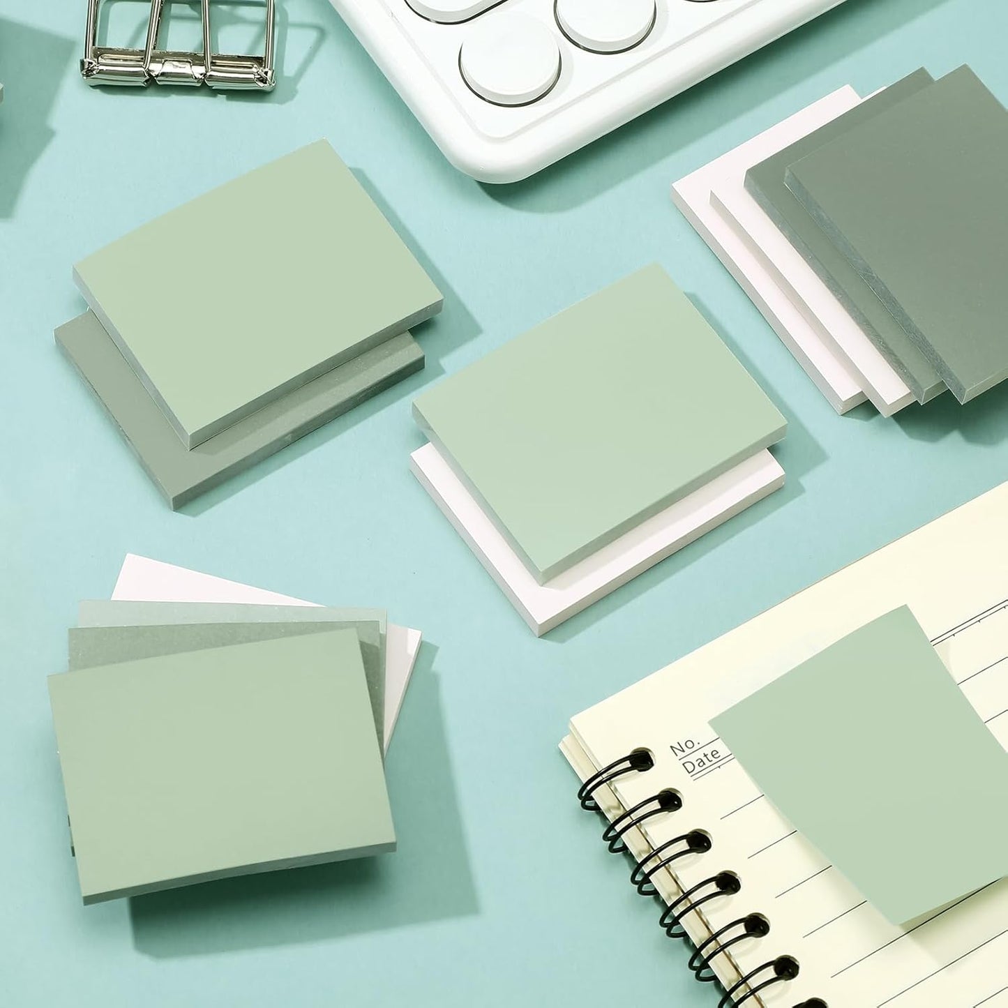 Fainne 60 Pads Sticky Notes Bulk 1.5 x 2 Inch Mini Self Stick Note Small Assorted Bright Colors Paper Memo for Office School Notebook Supplies 50 Sheets/pad (Simple Style,Green Series)