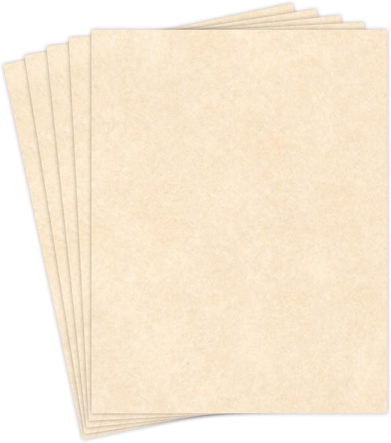 Natural Stationery Parchment Recycled Paper | 65Lb Cover Cardstock | 8.5” x 11” Inches | 50 Sheets Per Pack