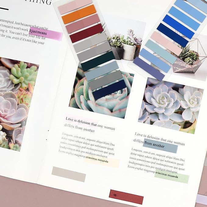 SIQUK 4200 Pieces Sticky Tabs for Annotating Books Tabs Morandi Sticky Flags Clear Transparent Page Markers Strip Page Flags Colored Tabs Writable and Repositionable Book Annotation Tabs