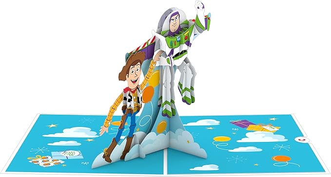 Lovepop Happy Birthday Pop-Up Card for Her and Him- 3D Disney Birthday Greeting Cards for Boys, Girls, Men, Women - Toy Story - 5" x 7" Woody and Buzz Card - Blank Note Card & Envelope Included