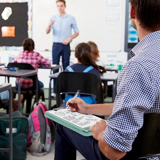 Piasoenc Clipboard with Storage, 8.5 x 11 Organization Box with Pen Holder and A4 Legal Paper Folder, Heavy Duty Plastic, Folio & Side-Opening, Low Profile Clip, for Nurses, Teachers, Teal