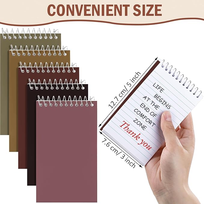 Thenshop 100 Pads Spiral Memo Bulk 3'' x 5'' Top Bound Memo Book 60 Sheets Small Mini Notebooks Lined Wire Bound Pocket Steno Book for Home, Office, School (Multicolored)