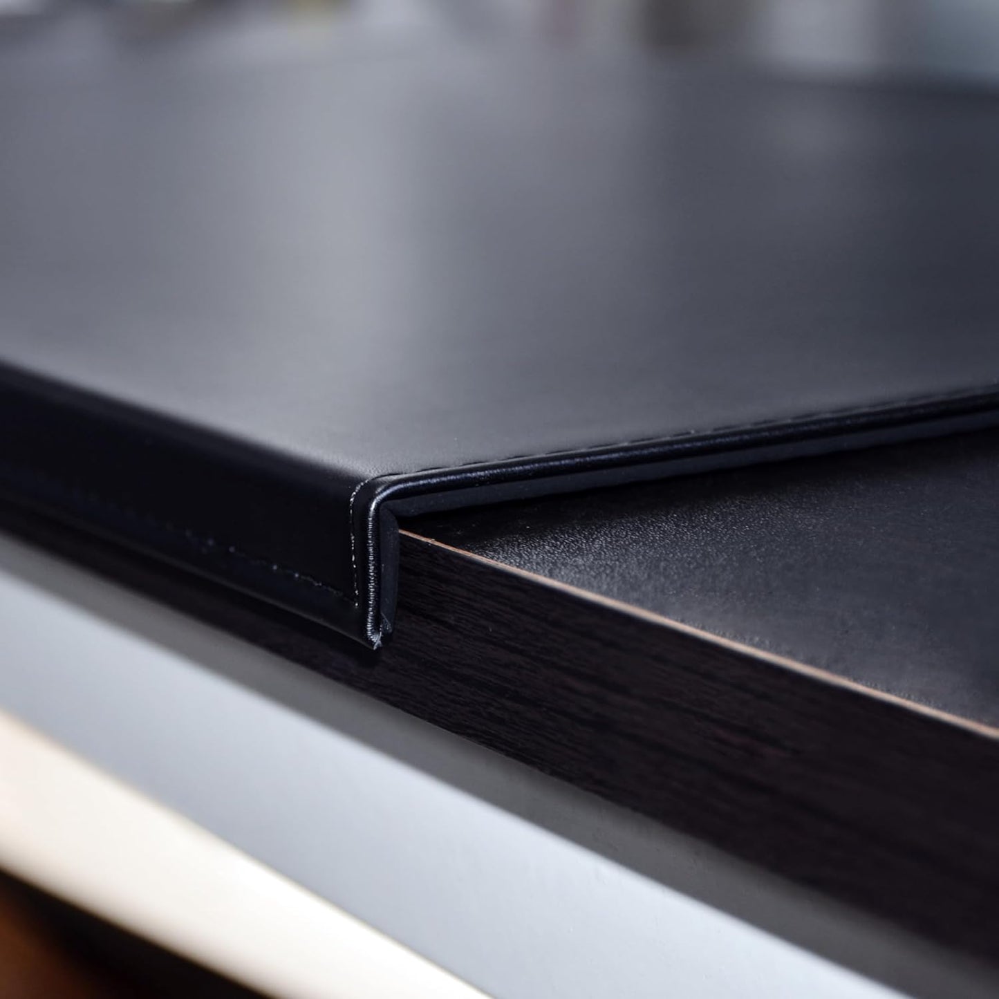 AKOZLIN 35.4"x 18.9" Soft PU Leather Surface Office Desk Mouse Mat Anti-Push Pad with Full Grip Fixation Lip Table Blotter Edge-Locked Protector