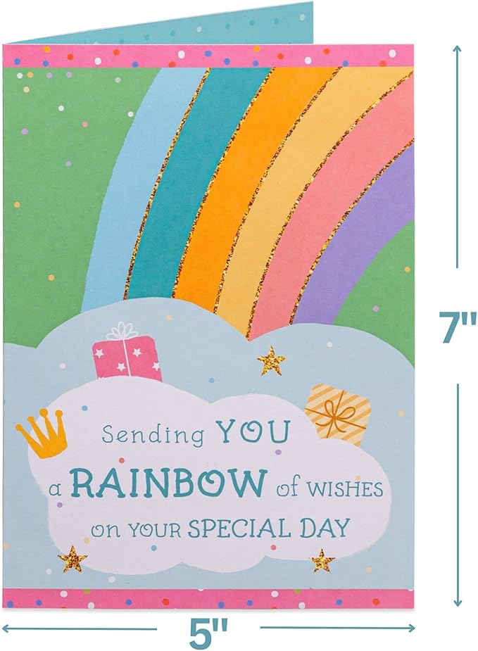 Paper Love 3D Pop Up Birthday Card, Happy Birthday Rainbow, For Adults or Kids - 5" x 7" Cover - Includes Envelope and Note Tag