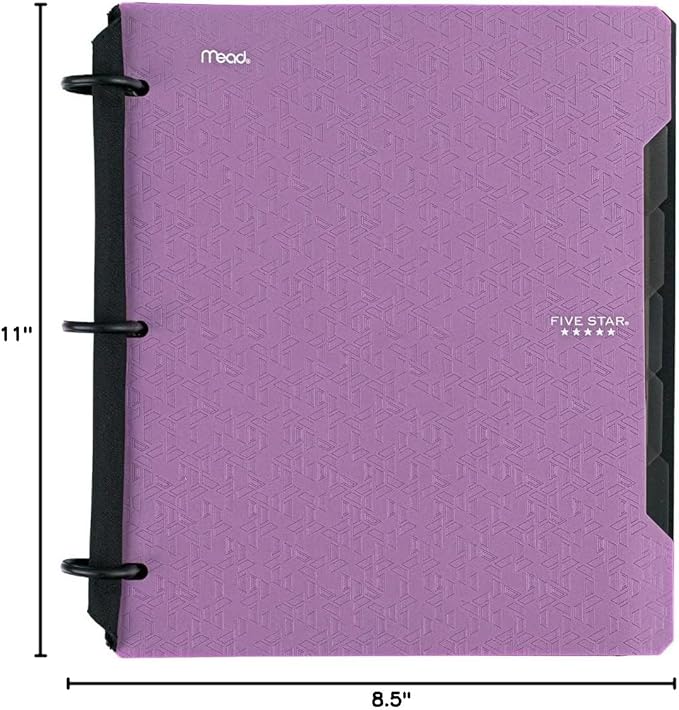 Five Star Flex Refillable Notebook + Study App, College Ruled Paper, 1-1/2 Inch TechLock Rings, Pockets, Tabs and Dividers, 300 Sheet Capacity, Purple (29324AB6)
