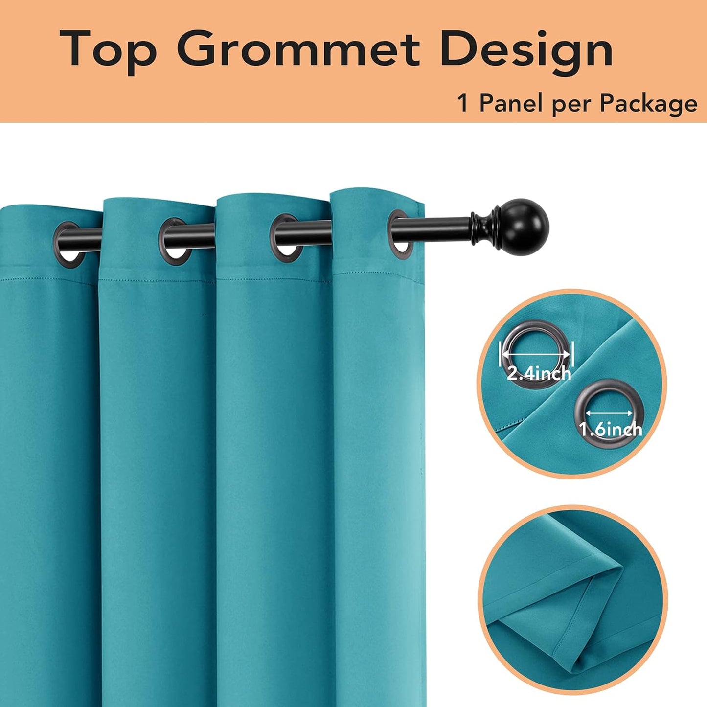 BONZER Room Divider Curtain Total Privacy Wall Noise Reducing Wide Blackout Curtains for Bedroom Living Room, 84L x 70W Inch (7L x 5.8W ft), 1 Panel, Teal