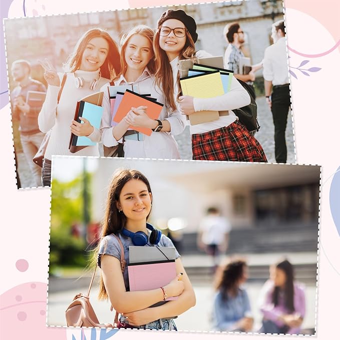Lincia 12 Pcs 11" x 9.5" Legal Pads College Ruled Notepad Landscape Notebook Horizontal Lined Notebook 80 Gsm Assorted Colors Paper Pastel Writing Pads for School Office, 40 Sheet (Candy Color)