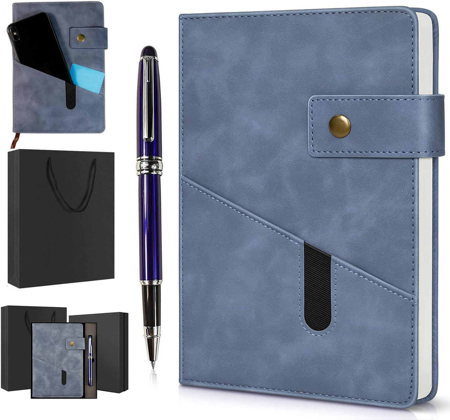 A5 Lined Leather Journal Notebook,Hardcover Journal Set with Pen and Gift Box,100Pages 100gsm Thick Ruled Paper Daily Diary for Men Women School,Travel,Business,Work,Writing 5.9" X 8.4"