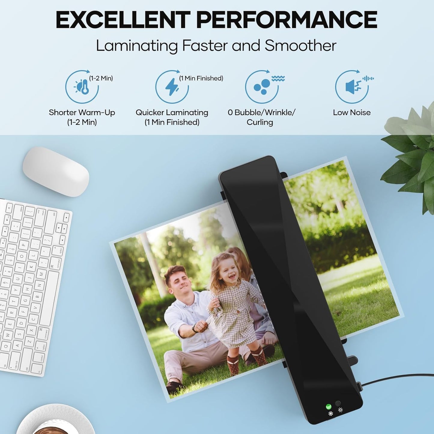 Crenova Laminator Machine with 10 Laminating Sheets, A4 Laminating Machine Hot & Cold with Fast Warm Technology, Thermal Laminator 9 Inch for Home Office School Business Black