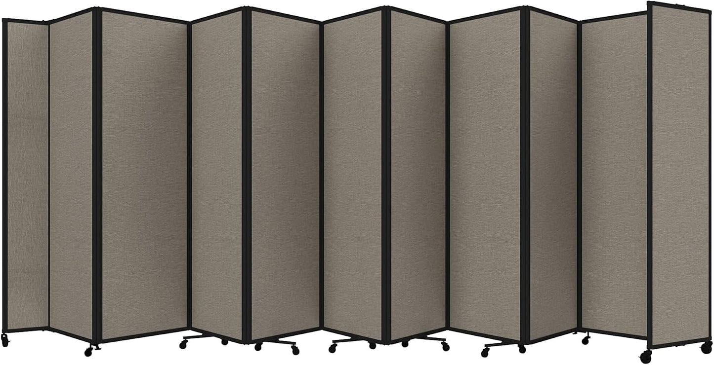 Versare Room Divider 360 Portable Wall Partition | Folding Panels | Large Freestanding Divider | Locking Wheels | Temporary Room Separator | 25' x 7'6'', Warm Pebble