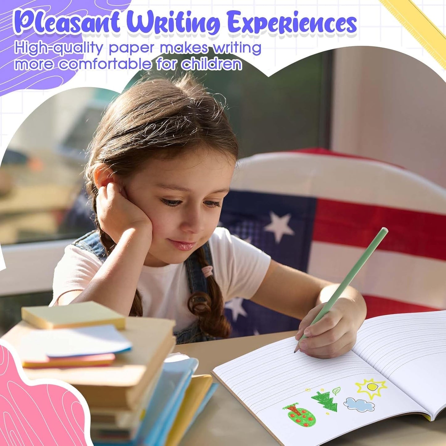 Henoyso 10 Pcs 120 Pages Primary Composition Notebooks K-2, Primary Journal Grades K-2, Writing Journal Practice Notebook for Kids in Preschool, Kindergarten, Back to School Supplies (Rainbow)