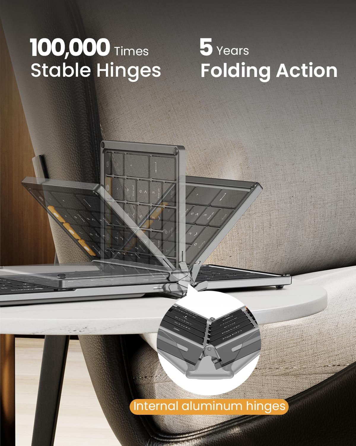 ProtoArc Foldable Keyboard and Mouse, XKM01 True Full-Size Folding Wireless Keyboard Mouse Combo for Business Travel, a Portable Office Suite On-the-Go, Compatible with Laptop iPad Tablet - Black Gray