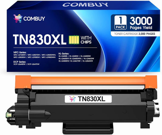 TN830XL Toner Cartridge Replacement for Brother TN830XL TN830 TN-830 TN830 XL TN-830XL Work with Brother HL-L2460DW DCP-L2640dw HL-L2405w HL-L2400D HL-L2480DW MFC-L2820DW Printer (1 Black)