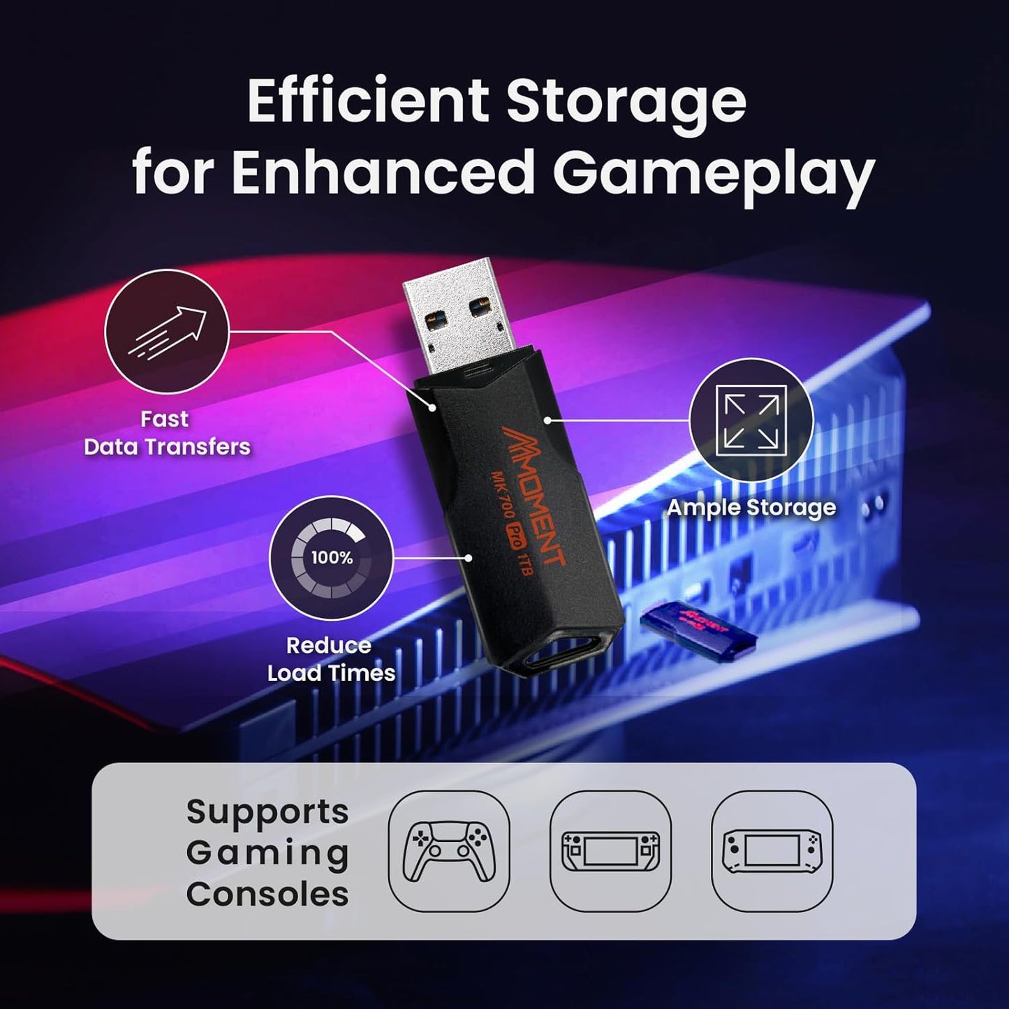 MMOMENT MK700 1TB USB 3.2 Gen2x1 Flash Drive, Read Speed up to 600MB/s, Write Speed up to 500MB/s,Thumb Drive