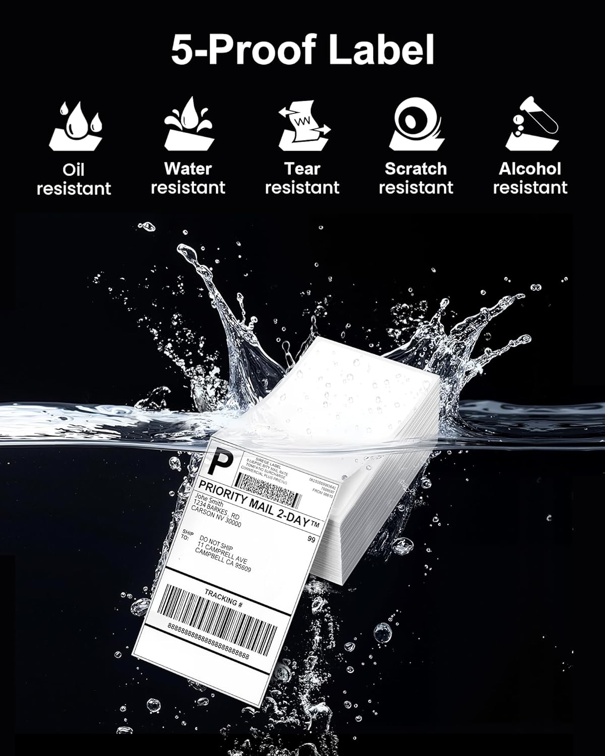 Phomemo 4x6 Thermal Label Printer Paper - 500 PCS Yellow 4"x6" Fan-Fold Shipping Supplies Labels - Water/Oilproof Label Stickers - Permanent Adhesive Thermal 4x6 Labels for Small Business