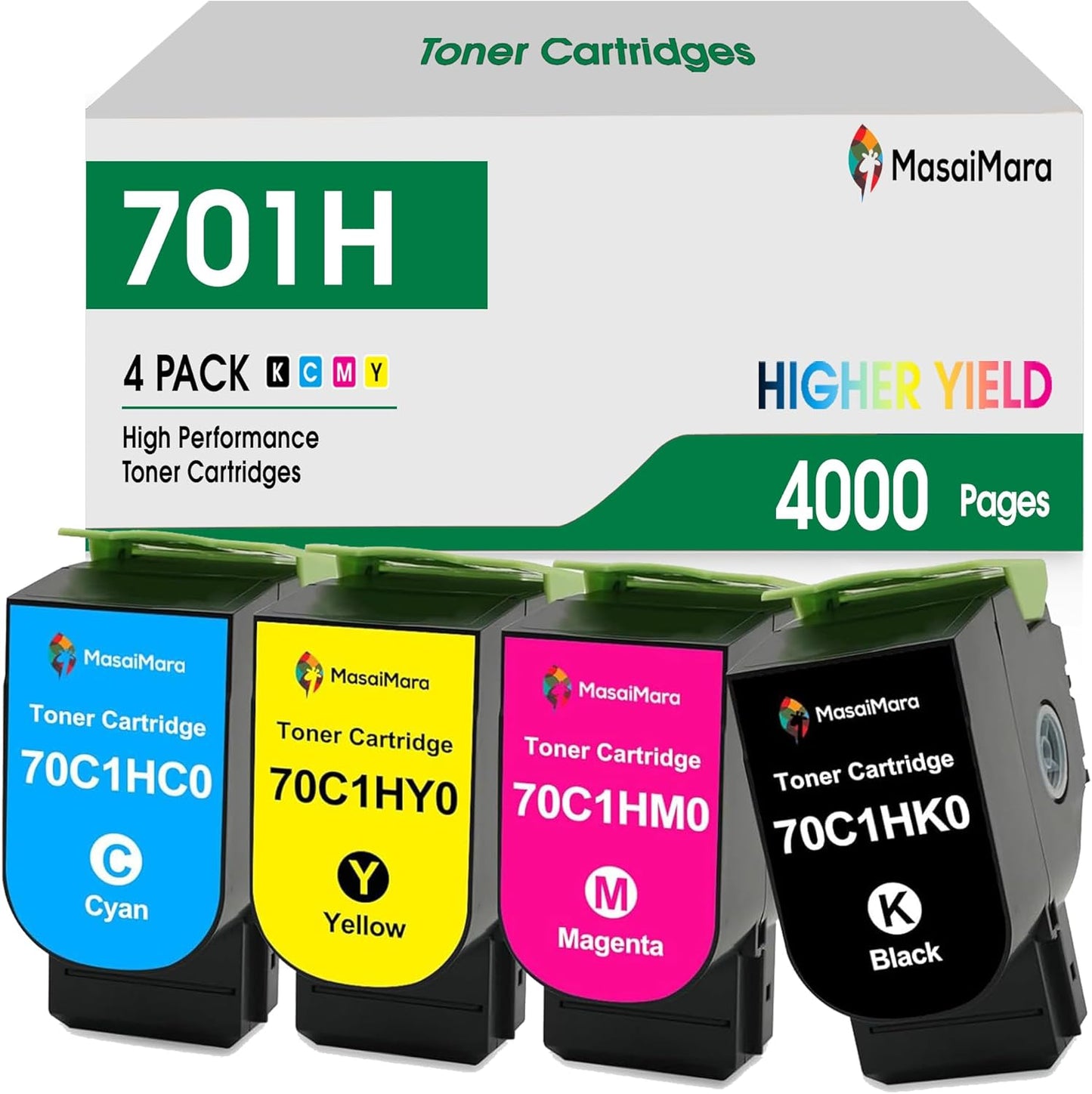 MasaiMara 701H 70C1HK0 70C1HC0 70C1HM0 70C1HY0 Compatible Toner Cartridge for Lexmark CS310 CS310dn CS310n CS410 CS410dn CS410dtn CS410n CS510 CS510de CS510dte Printer