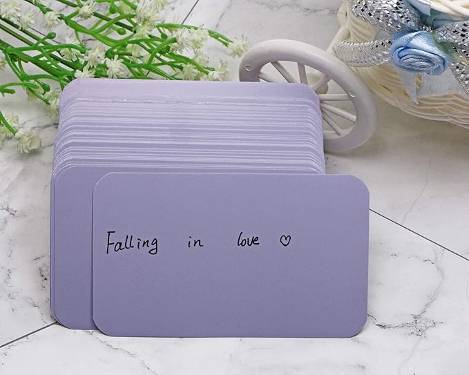 Penta Angel 100 Pcs Mini Paper Blank Gift Notes Cards DIY Craft Small Word Business Message Cards (Light Purple)