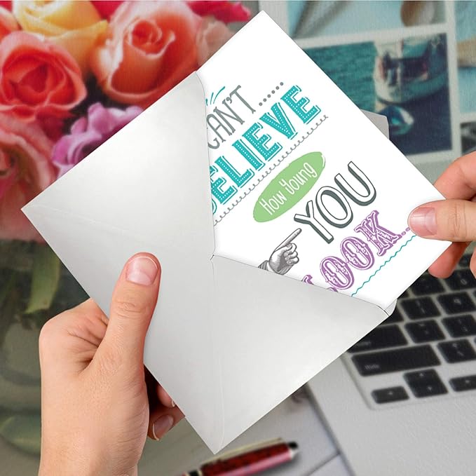 NobleWorks - Funny Happy Birthday Card with Envelope - Congrats Greeting Card, Birthday Fun - Your Old Photos C6876BDG